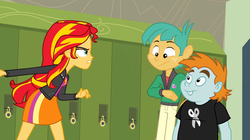 Size: 1023x574 | Tagged: safe, snails, snips, sunset shimmer, equestria girls, g4, my little pony equestria girls