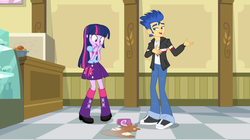 Size: 1023x573 | Tagged: safe, flash sentry, twilight sparkle, equestria girls, g4, my little pony equestria girls, spilled drink