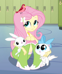 Size: 628x754 | Tagged: safe, screencap, angel bunny, fluttershy, bird, cat, equestria girls, g4, my little pony equestria girls, cropped