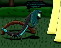 Size: 2181x1700 | Tagged: safe, artist:gahmahraan, fluttershy, queen chrysalis, g4, filly, larva, young