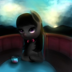 Size: 600x600 | Tagged: safe, artist:pipomanager-mimmi, octavia melody, g4, female, solo, table