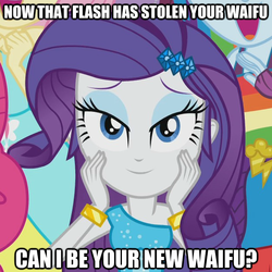 Size: 625x625 | Tagged: safe, edit, edited screencap, screencap, rarity, human, equestria girls, g4, my little pony equestria girls, bedroom eyes, female, image macro, solo, waifu