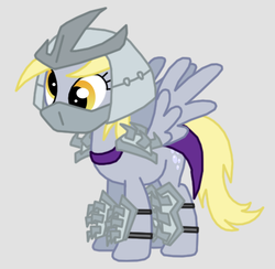 Size: 495x484 | Tagged: safe, artist:death-driver-5000, derpy hooves, pegasus, pony, g4, cosplay, female, gray background, simple background, solo, teenage mutant ninja turtles, the shredder