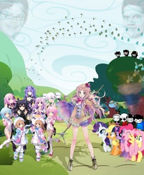 Size: 2250x2712 | Tagged: safe, applejack, fluttershy, pinkie pie, rainbow dash, rarity, truffle shuffle, twilight sparkle, earth pony, parasprite, pegasus, pony, unicorn, g4, atelier meruru, bec noir, compilation, crossover, dave strider, female, homestuck, hyperdimension neptunia, i don't get it, jack noir, jade harley, john egbert, karkat vantas, mane six, mare, neptune (hyperdimension neptunia), reggie fils-aime, rose lalonde, spread wings, terezi pyrope, vriska serket, wings