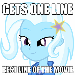Size: 500x500 | Tagged: safe, trixie, equestria girls, g4, my little pony equestria girls, bust, female, image macro, simple background, solo, white background