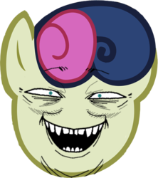 Size: 455x513 | Tagged: safe, bon bon, sweetie drops, g4, female, meme, pekaface, rage face, reaction image, simple background, solo, transparent background