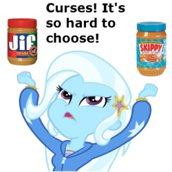 Size: 500x500 | Tagged: safe, trixie, equestria girls, g4, my little pony equestria girls, female, jif, peanut butter, simple background, skippy, solo, transparent background