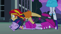 Size: 1920x1080 | Tagged: safe, screencap, rarity, sunset shimmer, twilight sparkle, equestria girls, g4, my little pony equestria girls, boots, fall formal outfits, high heel boots, jewelry, legs, out of context, twilight sparkle (alicorn)