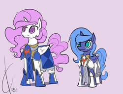 Size: 1600x1226 | Tagged: safe, artist:valcron, princess celestia, princess luna, g4, armor, pink-mane celestia, younger