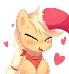 Size: 1126x1200 | Tagged: safe, artist:aymint, applejack, big macintosh, earth pony, pony, g4, cute, happy, hatless, heart, male, missing accessory, petting, stallion