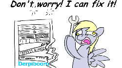 Size: 1920x1080 | Tagged: safe, edit, derpy hooves, pegasus, pony, derpibooru, g4, 503, animated, comic sans, d:, derp, derpibooru is down, derpy hooves tech support, female, flailing, frown, gif, hitting, mare, meta, open mouth, percussive maintenance, server, simple background, solo, sparks, spread wings, text, tongue out, truth, white background, wide eyes, wings, wrench