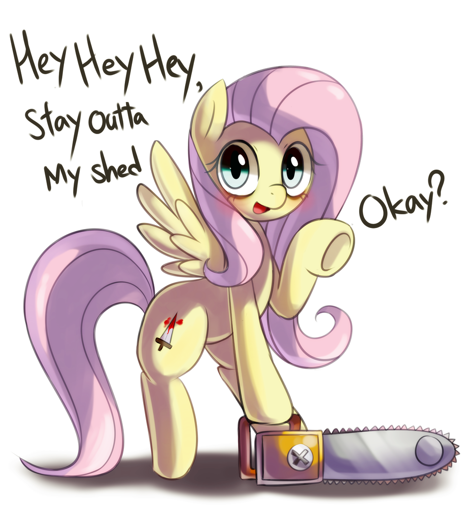 Semi Grimdark Artist Maren Fluttershy Pony Mov Shed Mov G Chainsaw Cute Fat