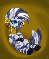 Size: 1000x1200 | Tagged: safe, artist:kp-shadowsquirrel, zecora, zebra, g4, cute, ear piercing, female, mare, piercing, solo