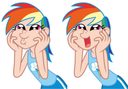 Size: 1856x1292 | Tagged: safe, artist:trinityinyang, rainbow dash, human, g4, dashface, humanized, simple background, so awesome, transparent background, vector