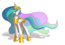 Size: 1000x692 | Tagged: safe, artist:sambragg, princess celestia, g4, armor, female, glowing eyes, simple background, solo, white background