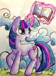 Size: 800x1078 | Tagged: safe, artist:agnes garbowska, twilight sparkle, g4, book, female, magic, solo