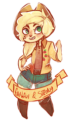 Size: 525x843 | Tagged: safe, artist:floatingweightlesss, applejack, human, g4, female, humanized, solo