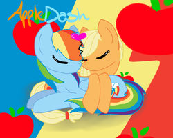 Size: 1000x800 | Tagged: safe, applejack, rainbow dash, g4, female, lesbian, noseboop, ship:appledash, shipping, snuggling