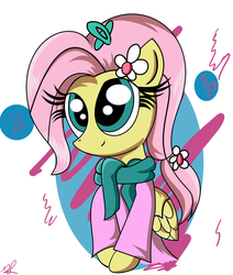 Size: 800x942 | Tagged: safe, artist:daniel-sg, fluttershy, g4, clothes, female, scarf, solo