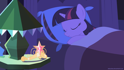 Size: 2667x1500 | Tagged: safe, artist:negasun, twilight sparkle, alicorn, pony, g4, bed, crown, female, mare, sleeping, solo, twilight sparkle (alicorn)