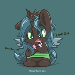 Size: 500x500 | Tagged: source needed, safe, artist:php56, princess cadance, queen chrysalis, shining armor, changeling, changeling queen, nymph, g4, chibi, cute, cutealis, doll, female, solo, toy, tumblr