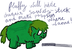 Size: 391x271 | Tagged: safe, fluffy pony, bruno, fluffy pony original art, solo, sorry stick