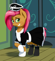 Size: 2707x3007 | Tagged: safe, artist:ookamithewolf1, babs seed, g4, blushing, clothes, female, maid, solo