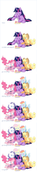 Size: 522x2430 | Tagged: safe, artist:sion, applejack, fluttershy, pinkie pie, rainbow dash, rarity, twilight sparkle, alicorn, pony, g4, female, immortality blues, mane six, mare, pixiv, twilight sparkle (alicorn)