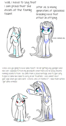 Size: 537x1016 | Tagged: safe, artist:celerypony, oc, oc only, oc:celery, oc:myrle, pony, unicorn, biological clock, female, hair physics, mane physics, mare, mother and daughter, simple background, white background