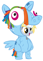 Size: 3501x5000 | Tagged: safe, artist:pixelkitties, derpy hooves, pony, g4, absurd resolution, bipedal, clothes, costume, female, pony costume, rainbow dash suit, simple background, solo, transparent background, vector