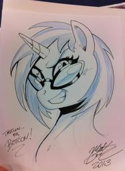 Size: 704x960 | Tagged: safe, artist:kaijusamurai, dj pon-3, vinyl scratch, g4, female, solo, traditional art