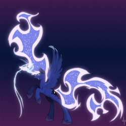 Size: 1000x1000 | Tagged: safe, artist:dream-phoenix, princess luna, g4, female, glowing eyes, magic, solo