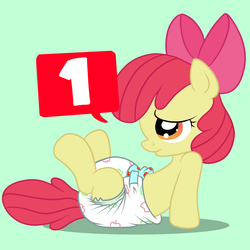 Size: 1280x1280 | Tagged: safe, artist:fillyscoots42, apple bloom, earth pony, pony, g4, adorabloom, crinklebloom, cute, cutie mark diapers, diaper, female, non-baby in diaper, poofy diaper, solo