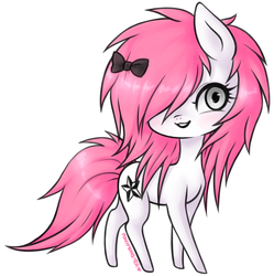 Size: 903x906 | Tagged: safe, artist:ponymonster, oc, oc only, oc:blackstar, bow, cute, simple background, solo