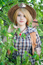 Size: 800x1200 | Tagged: safe, artist:satene-san, applejack, human, g4, cosplay, cowboy vest, irl, irl human, photo, solo