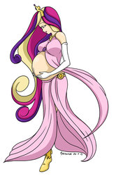 Size: 900x1354 | Tagged: safe, artist:marrazan, princess cadance, human, g4, belly, belly button, female, humanized, pregnant, solo