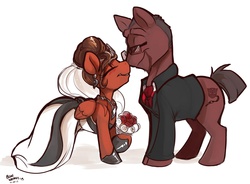 Size: 2200x1617 | Tagged: safe, artist:bluntwhiskey, oc, oc only, pegasus, pony, clothes, dress, female, male, marriage, wedding