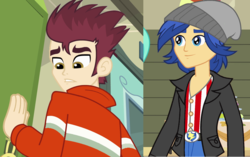 Size: 1720x1078 | Tagged: safe, edit, edited screencap, screencap, flash sentry, normal norman, equestria girls, g4, my little pony equestria girls, background human, clothes swap, palette swap