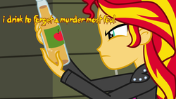 Size: 1280x720 | Tagged: safe, edit, edited screencap, screencap, sunset shimmer, equestria girls, g4, my little pony equestria girls, cards against equestria girls, female, image macro, solo