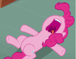 Size: 926x720 | Tagged: safe, edit, edited screencap, screencap, pinkie pie, earth pony, pony, g4, season 3, too many pinkie pies, animated, belly, cropped, female, gif, leg twitch, majestic as fuck, mare, nose in the air, on back, open mouth, sleeping, snoring, solo, twitch, twitching