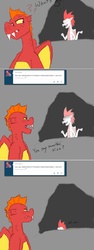 Size: 1200x3200 | Tagged: safe, artist:dmann892, fizzle, garble, dragon, ask closet fizzle, g4, ask, blushing, duo, heyyeyaaeyaaaeyaeyaa, teenaged dragon, tumblr