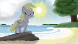 Size: 1920x1080 | Tagged: safe, artist:bvsquare, derpy hooves, pegasus, pony, g4, beach, female, mare, solo