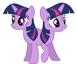 Size: 3109x2617 | Tagged: artist needed, safe, twilight sparkle, pony, unicorn, g4, conjoined, conjoined twins, female, fusion, mare, pushmi-pullyu, simple background, solo, twitwi (fusion), two heads, vector, wat, white background