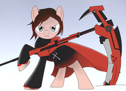 Size: 900x653 | Tagged: safe, artist:theunluckycat, pony, crescent rose, ponified, ruby rose, rwby, solo