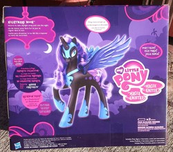 Size: 1280x1123 | Tagged: safe, artist:irlponies, nightmare moon, alicorn, pony, g4, official, electronic toy, female, hasbro, irl, multilingual packaging, photo, pony talks, talking nightmare moon, toy