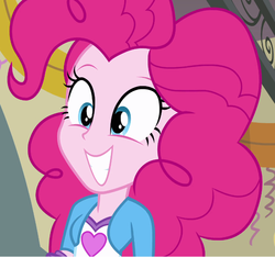 Size: 672x628 | Tagged: safe, screencap, pinkie pie, equestria girls, g4, my little pony equestria girls, clothes, female, grin, shirt, smiling, solo, teenager, vest