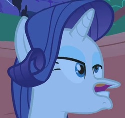 Size: 858x806 | Tagged: safe, edit, edited screencap, screencap, rarity, g4, female, inverted mouth, inverted nose, solo, the most beauntiful pony in equestria