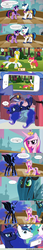 Size: 852x4985 | Tagged: safe, artist:stonebolt, gameloft, apple bloom, nightmare moon, princess cadance, princess celestia, princess luna, queen chrysalis, shining armor, twilight sparkle, alicorn, changeling, changeling queen, earth pony, pony, unicorn, g4, :t, bed, comic, eyes closed, female, filly, foal, frown, grin, iphone, legs in air, magic, male, mare, on back, open mouth, phone, raised hoof, royal guard, scrunchy face, smartphone, smiling, spread wings, stallion, telekinesis, unicorn twilight, wide eyes, wink