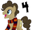 Size: 562x496 | Tagged: safe, artist:fedora, doctor whooves, time turner, g4, clothes, doctor who, fourth doctor, male, scarf, season 18, solo, tom baker