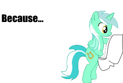 Size: 500x341 | Tagged: safe, artist:toastedgloves, lyra heartstrings, pony, unicorn, g4, animated, bathroom use, bipedal, dialogue, female, implied pissing, looking at you, lyra doing lyra things, potty, potty time, promingent female, simple background, solo, text, toilet, urinal, white background